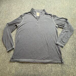 Orvis Trout Bum Blue Pullover Mens Large Blue 1/4 Zip Baselayer Shirt Athleisure